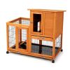 Detachable Rabbit Hutch with Removable Tray and Rolling Casters, Orange