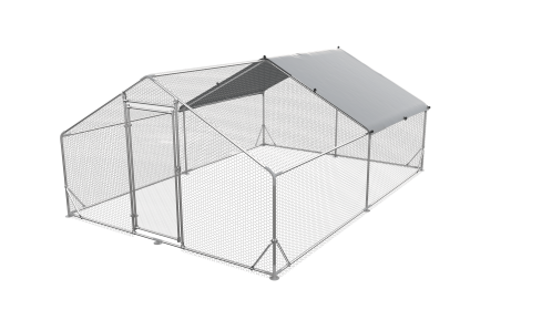 Large Metal Chicken Coop Walk-in Poultry Cage Hen Run House Rabbits Habitat Cage Spire Shaped Coop with Waterproof and Anti-Ultraviolet Cover (13.1' L