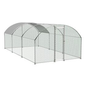 Large Chicken Coop Metal Chicken Run with Waterproof and Anti-UV Cover, Dome Shaped Walk-in Fence Cage Hen House for Outdoor and Yard Farm Use