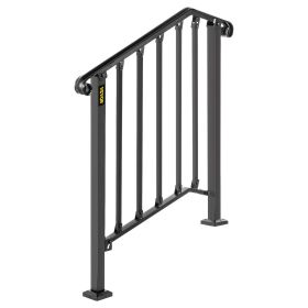 VEVOR Handrails for Outdoor Steps, Fit 2 or 3 Steps Outdoor Stair Railing, Picket#2 Wrought Iron Handrail, Flexible Porch Railing