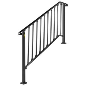 VEVOR Handrails for Outdoor Steps, Fit 4 or 5 Steps Outdoor Stair Railing, Picket#4 Wrought Iron Handrail, Flexible Porch Railing