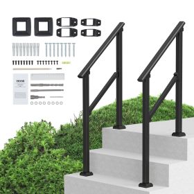 VEVOR 2 PCS 2-3 Handrails for Outdoor for Seniors Porch Deck Black Square Tube