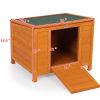 Small Wood Rabbit Hutch Bunny Cage, Raised Cat House with Ladder for Small Animals