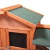 Large Wooden Rabbit Hutch Indoor and Outdoor Bunny Cage with a Removable Tray and a Waterproof Roof, Orange Red