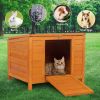 Small Wood Rabbit Hutch Bunny Cage, Raised Cat House with Ladder for Small Animals