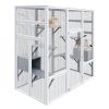 62.6" Outdoor Wooden Cat House Large Catio, Solid Wood Cat Cage Shelter Enclosure Playpen with Anti-UV& Waterproof, 7 Platforms and 2 Resting Boxes