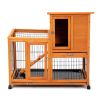 Detachable Rabbit Hutch with Removable Tray and Rolling Casters, Orange