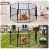 Dog Playpen Indoor Outdoor, 24" Height 8 Panels Fence with Anti-Rust Coating, Metal Heavy Portable Foldable Dog Pen for Large