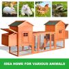 Outdoor Wooden Chicken Coop, 124" Large Hen Cage Rabbit House, Bunny Hutch with Ventilation Door