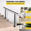 VEVOR Outdoor Stair Railing Kit, 4 FT Handrails 1-4 Steps, Adjustable Angle Black Aluminum Stair Hand Rail for The Elderly