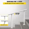 VEVOR Outdoor Stair Railing Kit, 4 FT Handrails 1-4 Steps, Adjustable Angle White Aluminum Stair Hand Rail for The Elderly