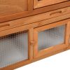 Large Wooden Rabbit Hutch Indoor and Outdoor Bunny Cage with a Tray and Runs for Small Animals, Orange