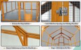 Wooden Chicken Coop 111''√ó74''√ó72'' Large Kitten Playpen, Chicken Run with Waterproof Cover and Two Small Doors