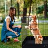 Dog Playpen 4 Panels Foldable Metal Dog Exercise Pen with Bottom Pad Cover