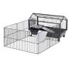 Small Animal Playpen Cage w/ Rolling Caster, Water Bottle, 35" L