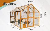 Wooden Chicken Coop 111''√ó74''√ó72'' Large Kitten Playpen, Chicken Run with Waterproof Cover and Two Small Doors