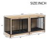 Dog Crate Furniture with Two Combined Room, XL Large Double Dog Cage Furniture with Tray for Medium Large Dogs, Wooden Dog Kennel Furniture