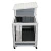 Wooden Rabbit Hutch, Outdoor Pet Bunny House Wooden Cage with Ventilation Gridding Fence, Openable Door, Cleaning Tray, Gray