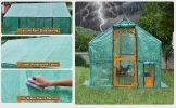 Wooden Chicken Coop 111''√ó74''√ó72'' Large Kitten Playpen, Chicken Run with Waterproof Cover and Two Small Doors