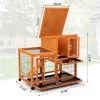 Detachable Rabbit Hutch with Removable Tray and Rolling Casters, Orange