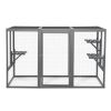 Spacious wooden cat cage with waterproof roof with adjustable pedals suitable - gray black