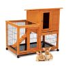 Detachable Rabbit Hutch with Removable Tray and Rolling Casters, Orange