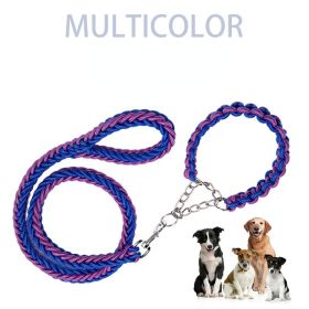 Eight-strand nylon braided dog collar leash dog chain impact blasting chain pet leash (Specification (L * W): M, colour: red)