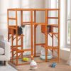 Large Cat Enclosure with 5 Perches, 2 Condos and 1 Lockable Door, Orange