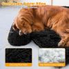 Black Plush Calming Dog Couch Bed with Anti-Slip Bottom