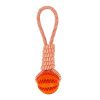 Dog Toys Treat Balls Interactive Hemp Rope Rubber Leaking Balls For Small Dogs Chewing Bite Resistant Toys Pet Tooth Cleaning Bite Resistant Toy Ball