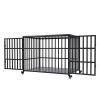 42" Heavy Duty Dog Crate for Large Medium Dogs, Furniture Style cage with 4 Lockable Wheels and 2 Locks