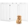 36 Inch Folding Wooden Freestanding Pet Gate Dog Gate with 360¬∞ Flexible Hinge