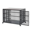 42" Heavy Duty Dog Crate for Large Medium Dogs, Furniture Style cage with 4 Lockable Wheels and 2 Locks