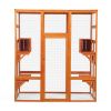 Large Cat Enclosure with 5 Perches, 2 Condos and 1 Lockable Door, Orange