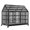 52" Heavy Duty Dog Crate Large Dog cage Strong Metal Dog Kennels and Crates for Large Dogs with 4 Lockable Wheels