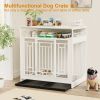 43.3 inch Dog Crate Furniture for Large Dogs,Wooden Dog Crate with Divider,Double Door Dog Kennel with Three Drawers Storages